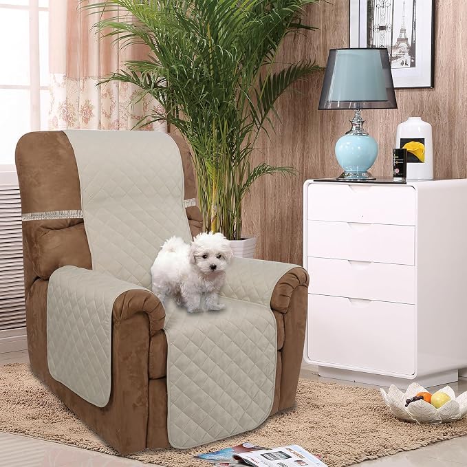U-NICE HOME Reversible Recliner Chair Covers, Pet Friendly, Elastic Straps - Image 2