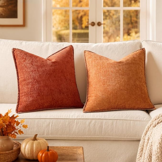 MIULEE Fall Decorative Couch Throw Pillow Covers 18x18 Inch Orange 2 Pack | - Image 5