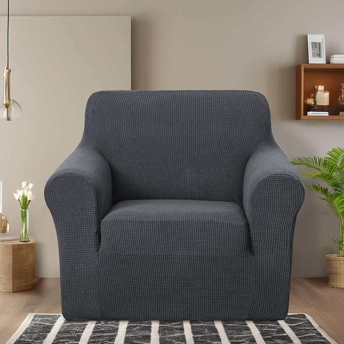 U-NICE HOME Stretch Recliner Chair Cover Armchair Slipcover, Dark Grey | - Image 2