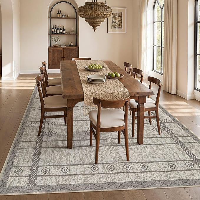cotiled 6x9 Area Rugs for Living Room: Boho Washable Rug for Dining Room | - Image 7