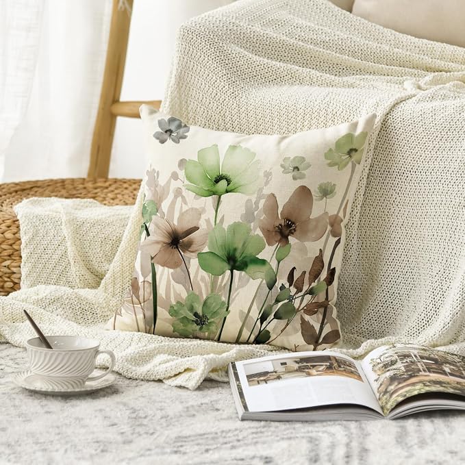 AVOIN colorlife Poppy Flowers Fall Spring Throw Pillow Cover 18x18 Inch | - Image 2