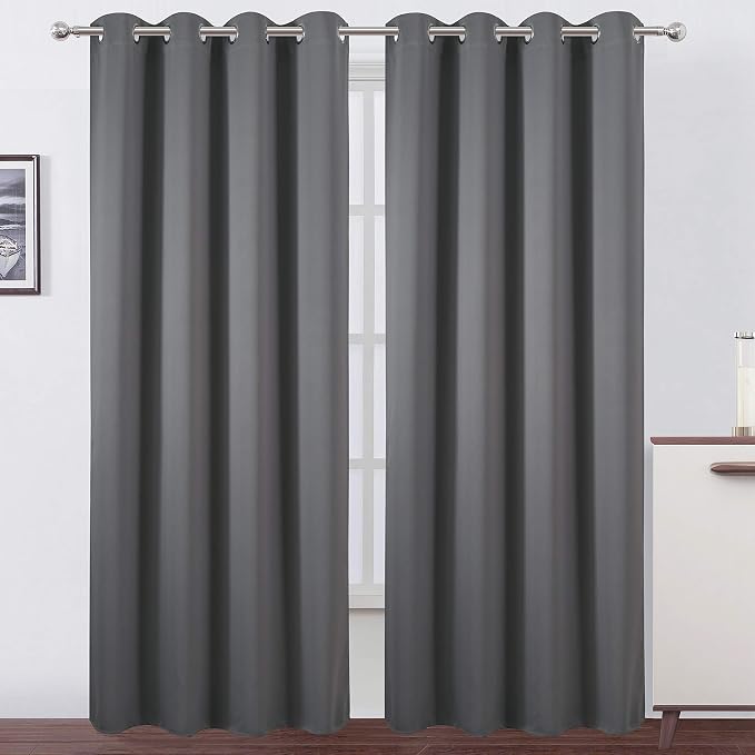 Grey Blackout Curtains/52 x 84 Inch/Set of 2 Panels Thermal Insulated Room by Lemomo