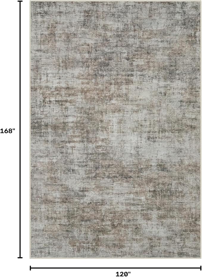 10x14 Area Rugs for Living Room: Washable Abstract Brown Black Carpet | - Image 2