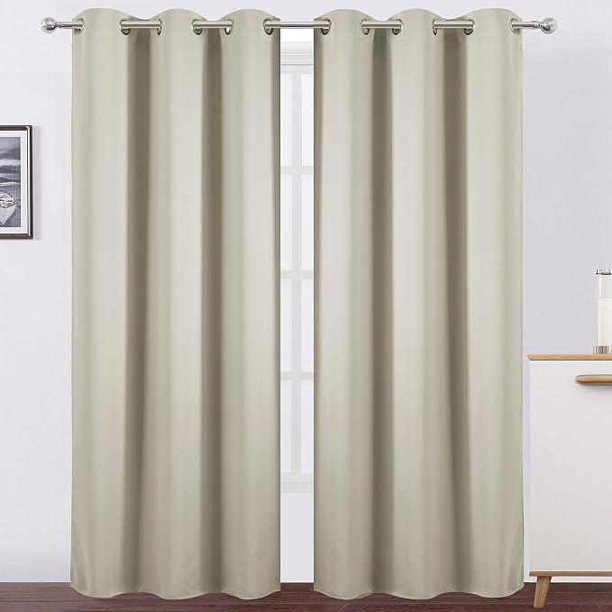 Light Beige Thermal Blackout Curtains/42 x 84 Inch/Set of 2 Panels Room by Lemomo