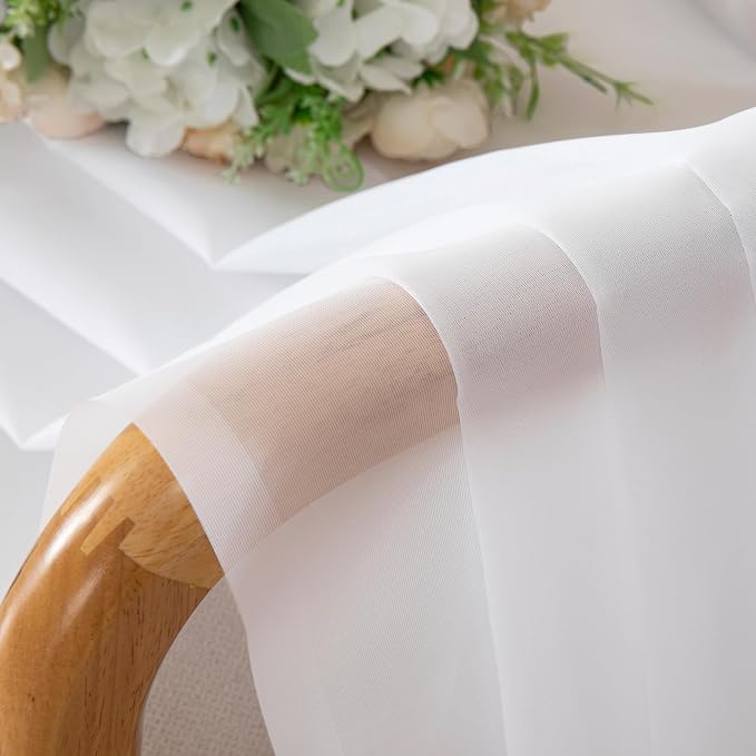 White Sheer Curtains 68 Inch Length 2 Pcs, Voile Dual Rod Pocket Living Room - Image 9