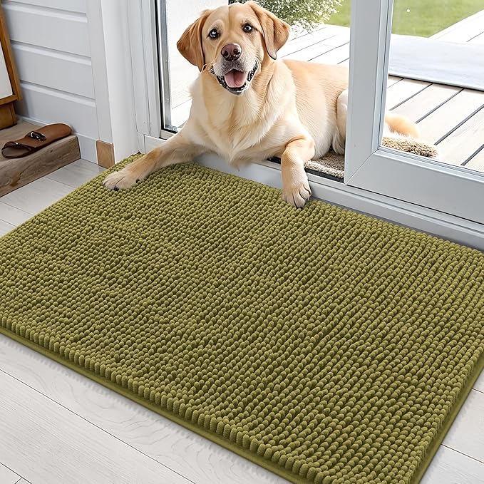 OLANLY Dog Door Mat for Muddy Paws 36x24, Super Absorbent Chenille Mud Mat | by OLANLY