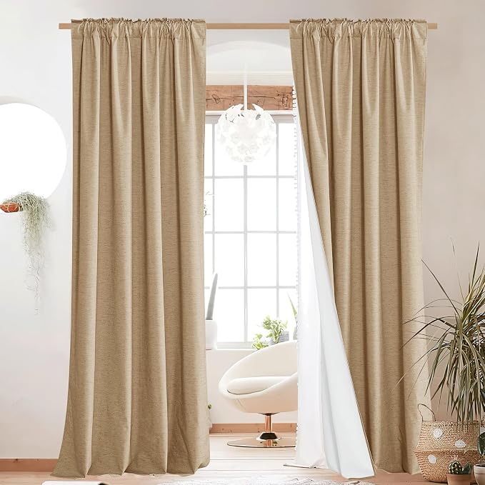 NICETOWN 100% Blackout Linen Curtains - Image 2