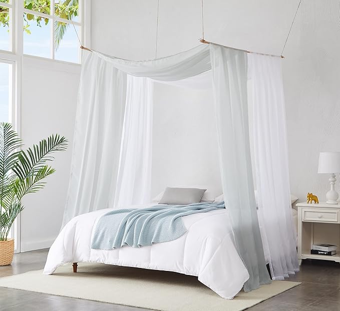 Warm Home Designs Extra Long Grey Silver Sheer Window Scarf. Valance Scarves are 54 X 216 Inches. Great As Wedding Arch Draping Fabric, Bed Canopy Or for Decorative Project. AM Silver 216"