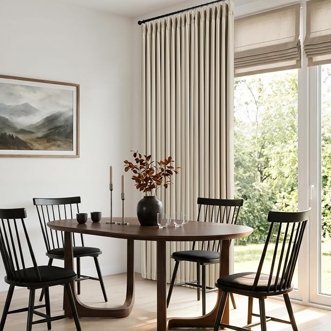 Oatmeal Beige Extra Wide Blackout 60 x 108 Inch Pinch Pleat Curtain 1 Panel | - Image 7