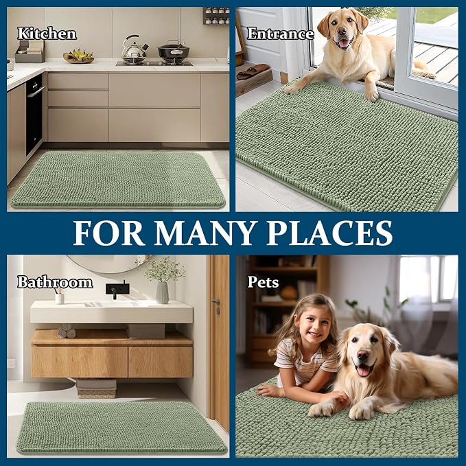 OLANLY Dog Door Mat for Muddy Paws 48x30, Super Absorbent Chenille Mud Mat | - Image 8