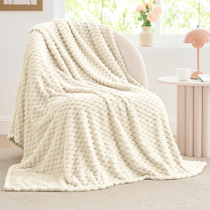 BEDELITE Cream Twin Blanket for Couch, Soft Cozy Gifts for Women, 60 * 80 | 3D - Image 7