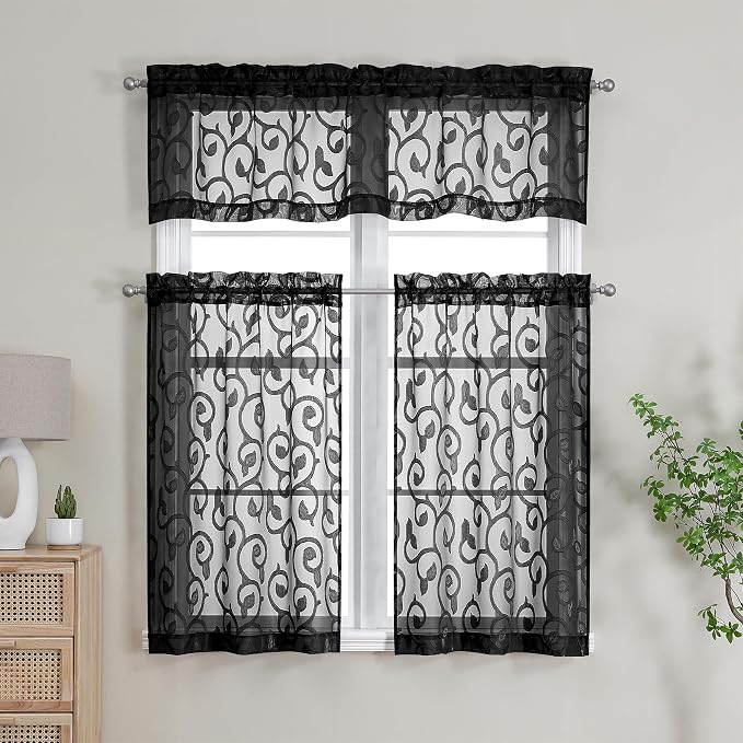 Furman Sheer Curtains Tiers 36 inch Length 2 Panels Set - Image 7