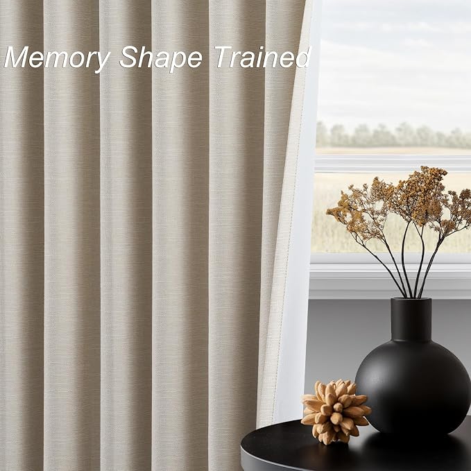 Topfinel Beige White 100% Blackout Curtains 72 Inches Long 2 Panels - Image 5
