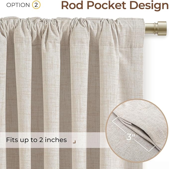 INOVADAY 100% Blackout Linen Curtains - Image 4