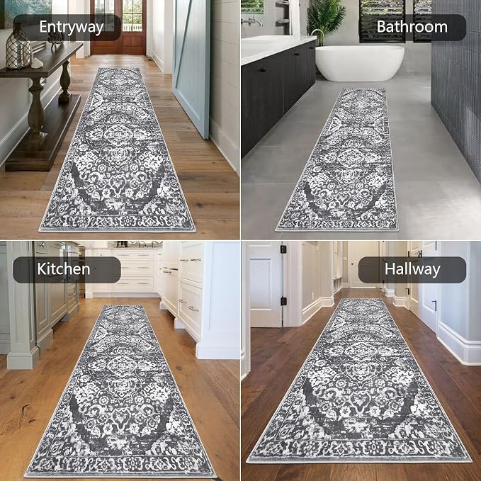 HEBE Hallway Runner Rug 2'8''x8', Washable Non Slip Kitchen Rug Runner | Soft - Image 5