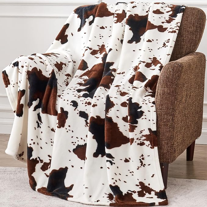 Soft Cow Print Blanket, Ultra Cozy Cow Throw Blanket by Edenleaf