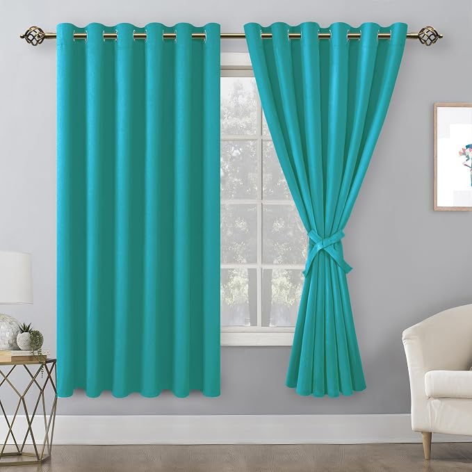 Blackout Curtains for Bedroom, Peacock Teal, 70 x 63 Inch, 2 Panels | Thermal - Image 8
