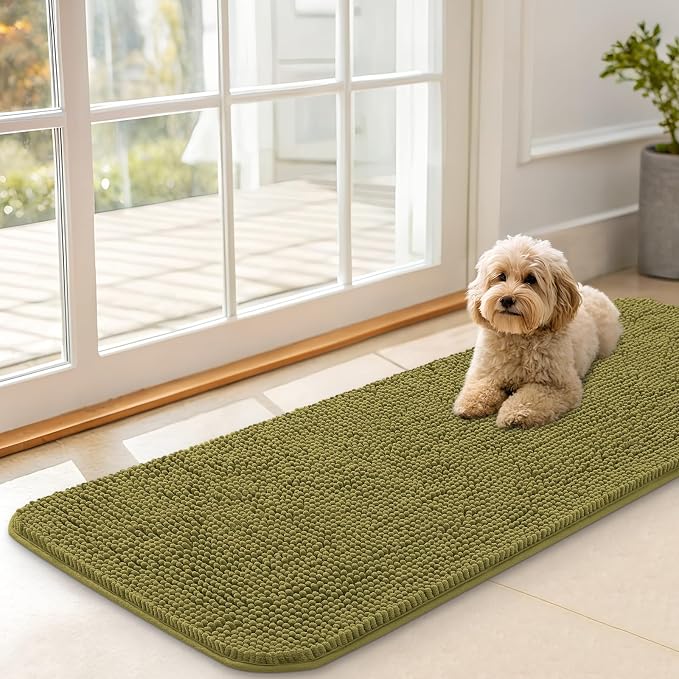 OLANLY Dog Door Mat for Muddy Paws 47x17, Super Absorbent Chenille Mud Mat | by OLANLY