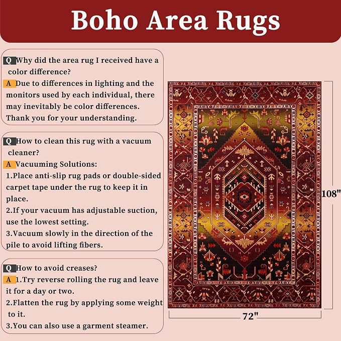 SERISSA 6x9 Washable Non Slip Boho Area Rug - Image 2
