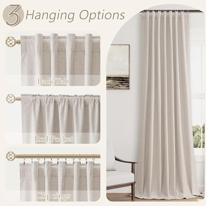 100% Blackout Curtains 90 Inch Length 2 Panels Set - Image 6