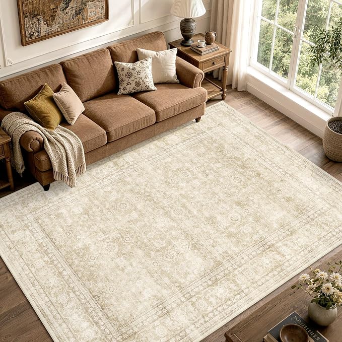 4x6 Ft Area Rugs for Living Room, Soft Non-Slip Machine Washable Rug, Vintage - Image 2