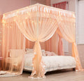 Mengersi Canopy Bed Curtains for Girls Kids - Bed Canopy for Girls Bed Drapes Mosquito Net - Cute Princess Bedroom Decoration Accessories(Full, Peach)