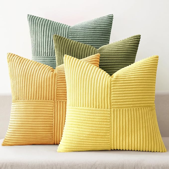 MIULEE Boho Farmhouse Spring Decorative Throw Pillow Covers 18x18 Inch 4 Packs by MIULEE