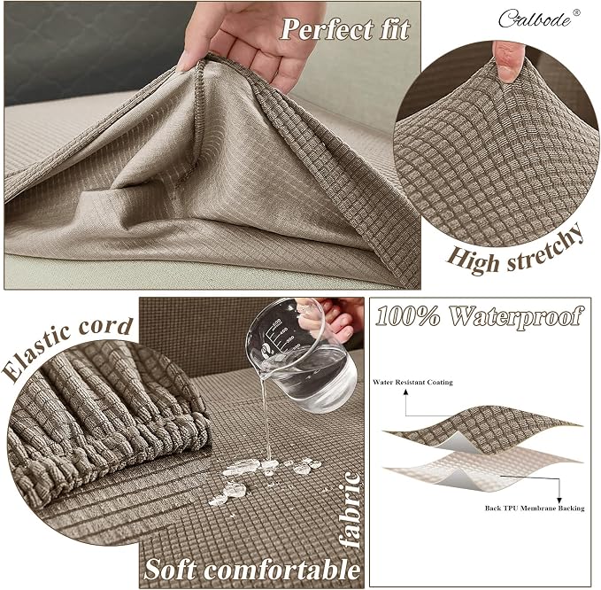CALBODE 8Pcs Outdoor Stretch Cushion Covers, Waterproof Outdoor Chair Cushion - Image 3