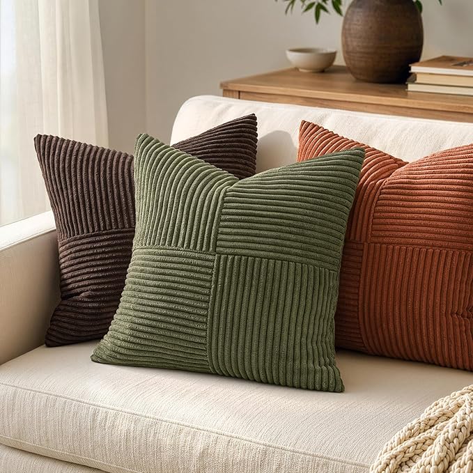 MIULEE Olive Green Decorative Euro Sham Pillow Covers 24x24 Inch - Image 3