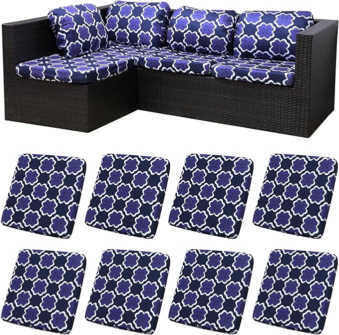 8Pcs Patio Cushion Covers, Outdoor Stretch Cushion Covers, Washable | Stretch by Unknown