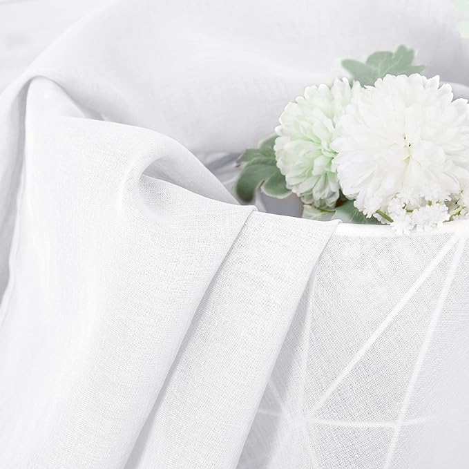 Tollpiz Short Sheer Curtains Linen Textured Bedroom Curtain Sheers Light - Image 6