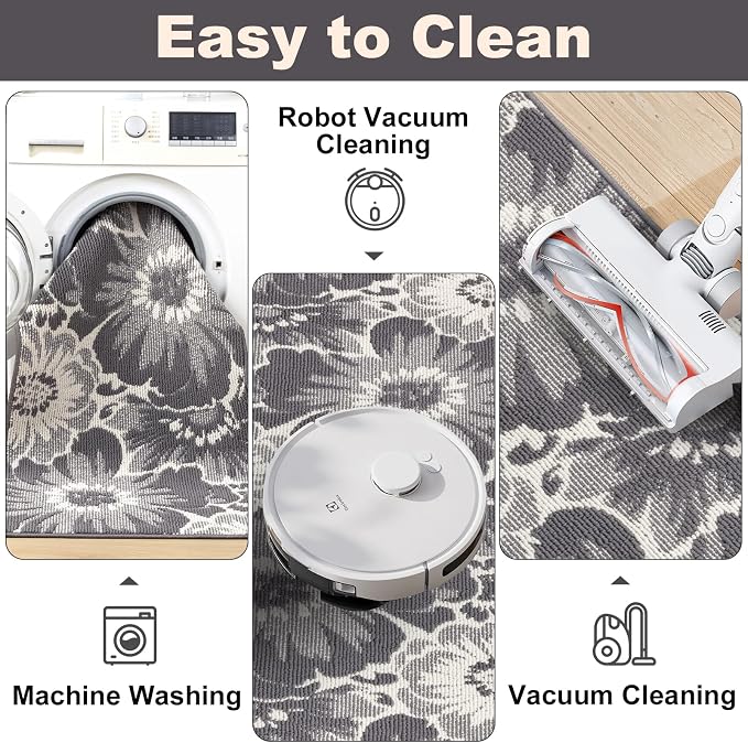 Findosom Washable Runner Rug 2x3, Non Slip High-Low Textured Floral Small - Image 7