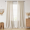 Extra Long 120 Inch Curtains for Living Room Boho Linen Light Filtering Semi by Nanspring