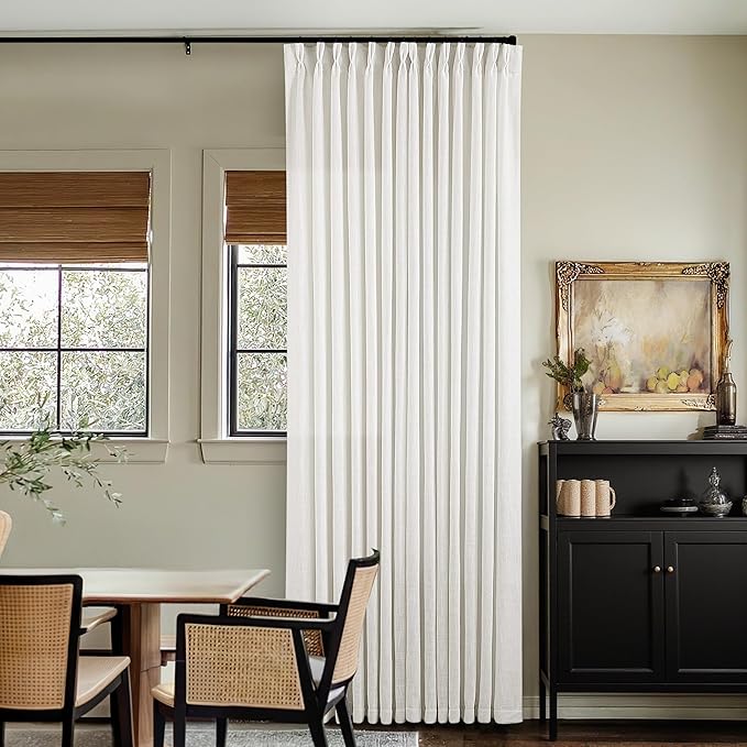 Beige White Pinch Pleated Linen Curtains 94 Inches Long 2 Panels | Memory - Image 8