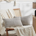 Fancy Homi 2 Packs Neutral Grey Lumbar Decorative Throw Pillow Covers 14x24 Inch by Fancy+Homi