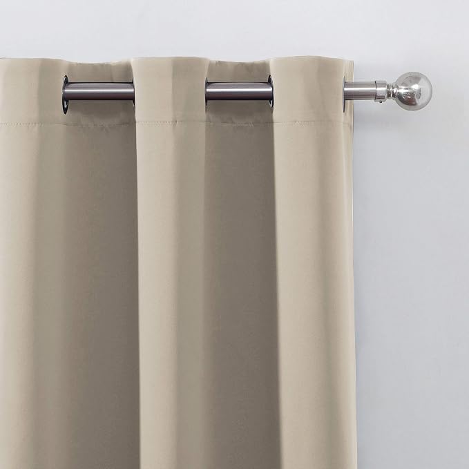 Blackout Curtains 66 x 84 inch/Beige Curtains Set of 2 Panels/Thermal Insulated - Image 7