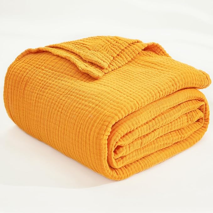 EMME Muslin Blankets for Adults Throw Blanket for Couch Breathable Gauze Soft - Image 4