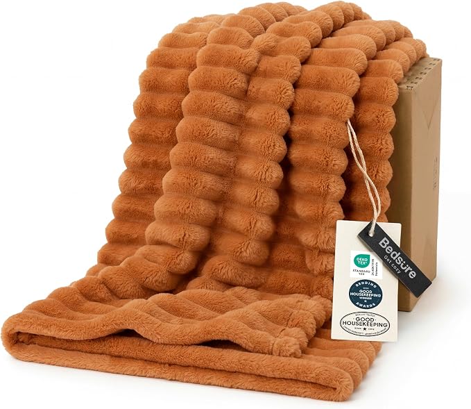 Bedsure Soft Twin Blanket for Bed Decor Gifts Burnt Orange 60"x80" | Birthday by Unknown