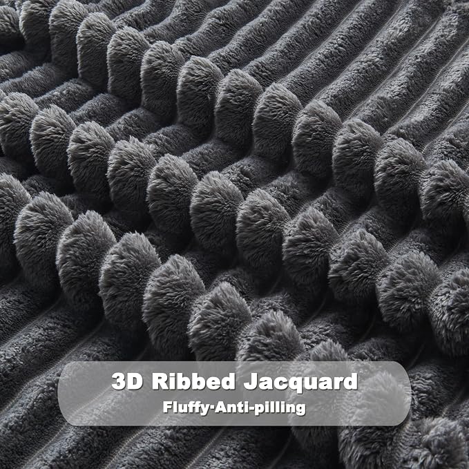 NEWCOSPLAY Fleece Ribbed Cozy Twin Blanket - Image 7