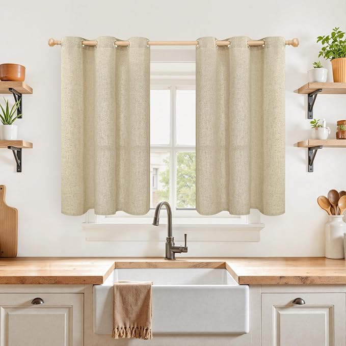 YoungsTex Burlap Linen Curtains 40 Inch Length by YoungsTex