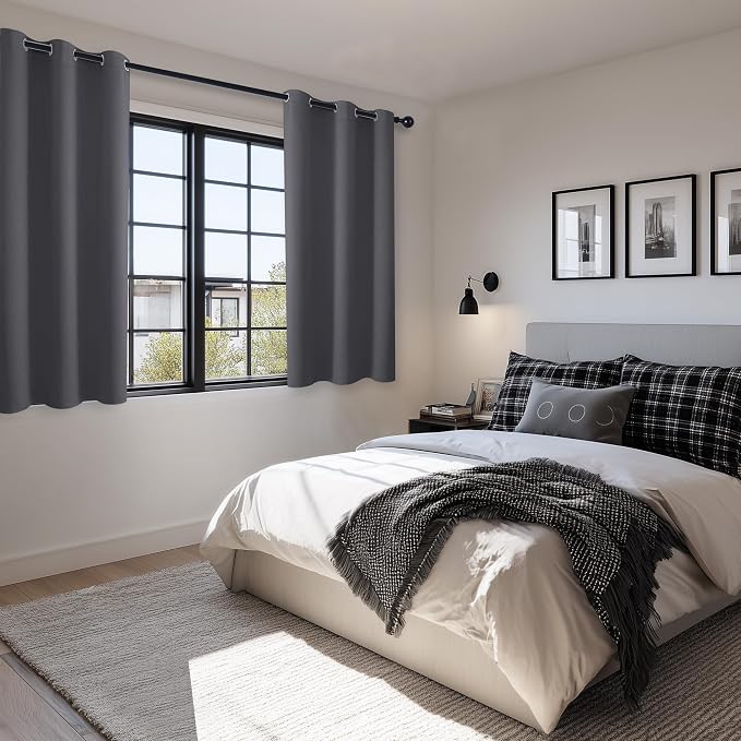 Blackout Curtains for Bedroom, Dark Grey, 38 x 54 Inch, 2 Panels | Thermal - Image 6