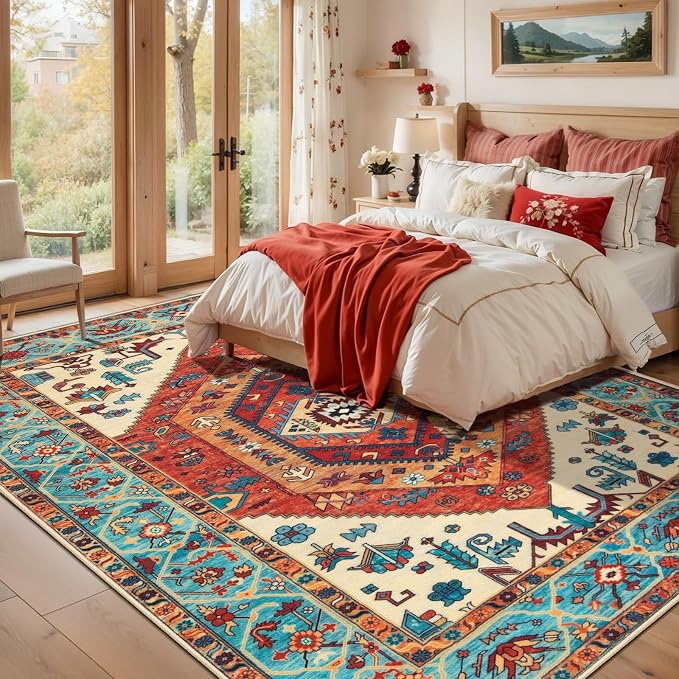 SERISSA 5x8 Washable Non Slip Boho Area Rug - Image 2