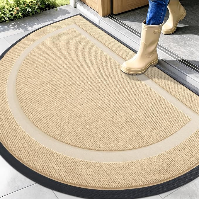 OLANLY Half Circle Front Door Mat Outside 47x32 All-Season Rubber Doormat | by OLANLY