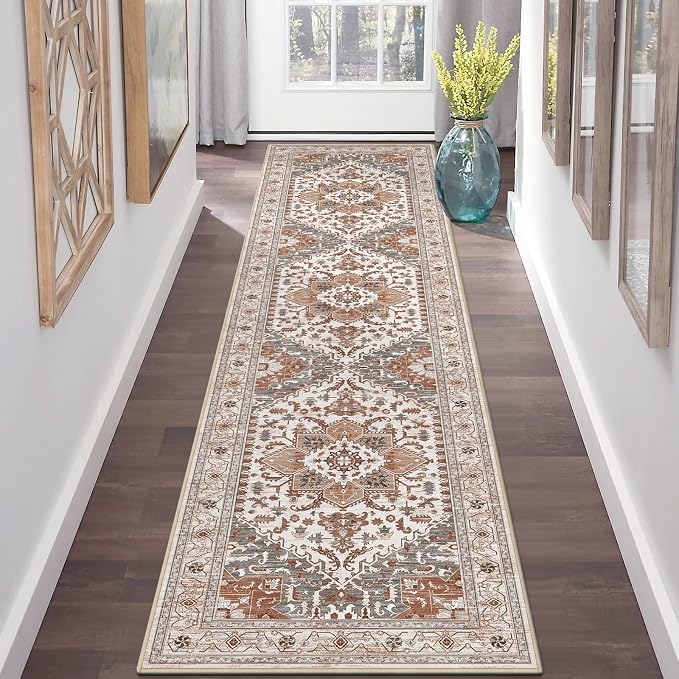 Yamaziot Washable Runner Rug, 2x8 Non-Slip Boho Vintage Hallway Kitchen Rug | - Image 7