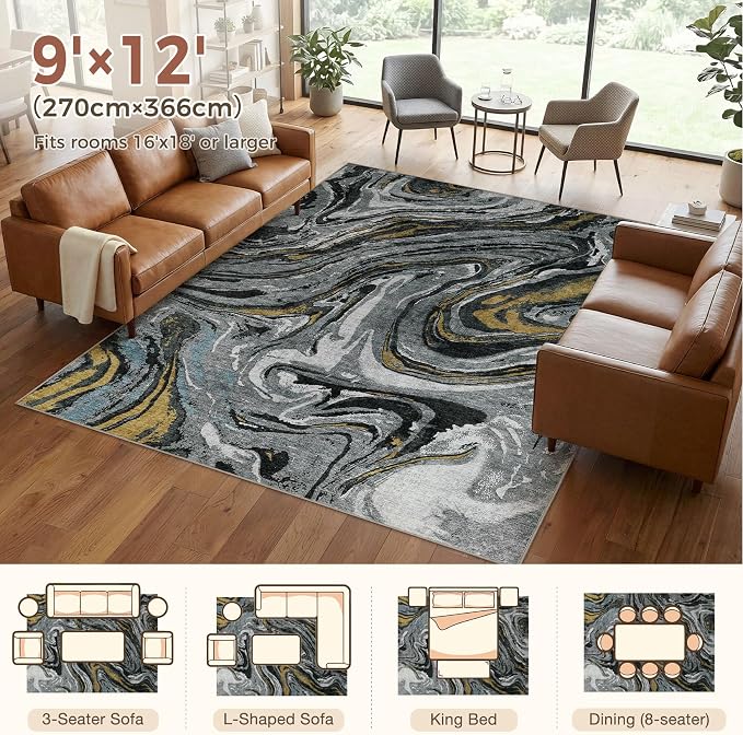 DMOYEST 9x12 Area Rug for Living Room - Image 2