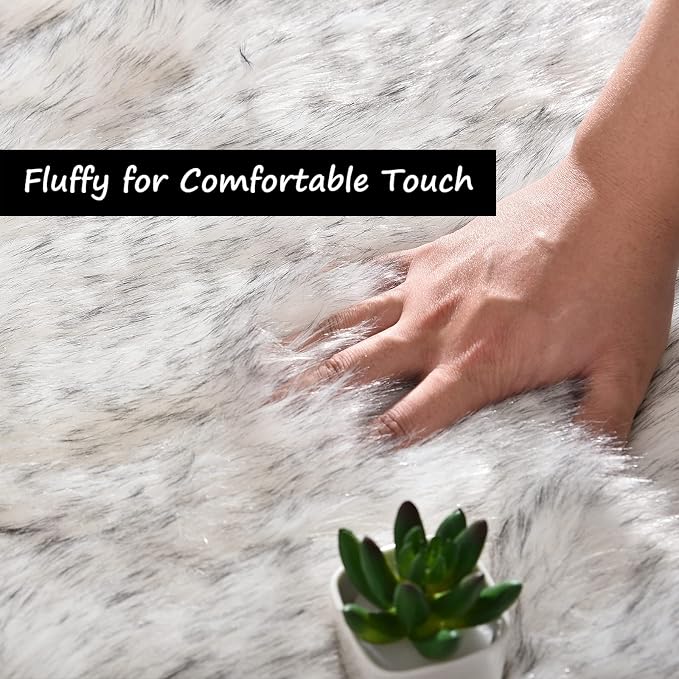 Goolela Round Sheepskin Rugs 4ft Circle Fluffy Faux Fur Rug Shaggy Rug - Image 3