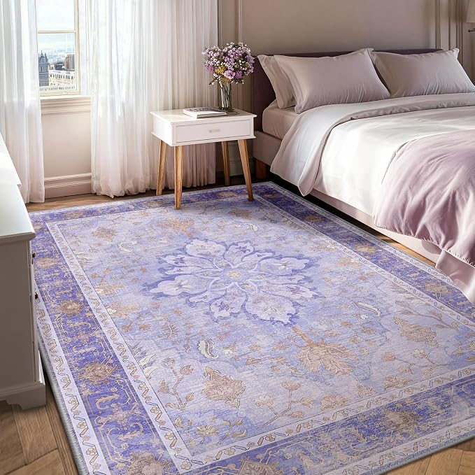 RELEANY Washable Area Rug, Water Repellent, Pet Friendly, Vintage Floral Boho - Image 2