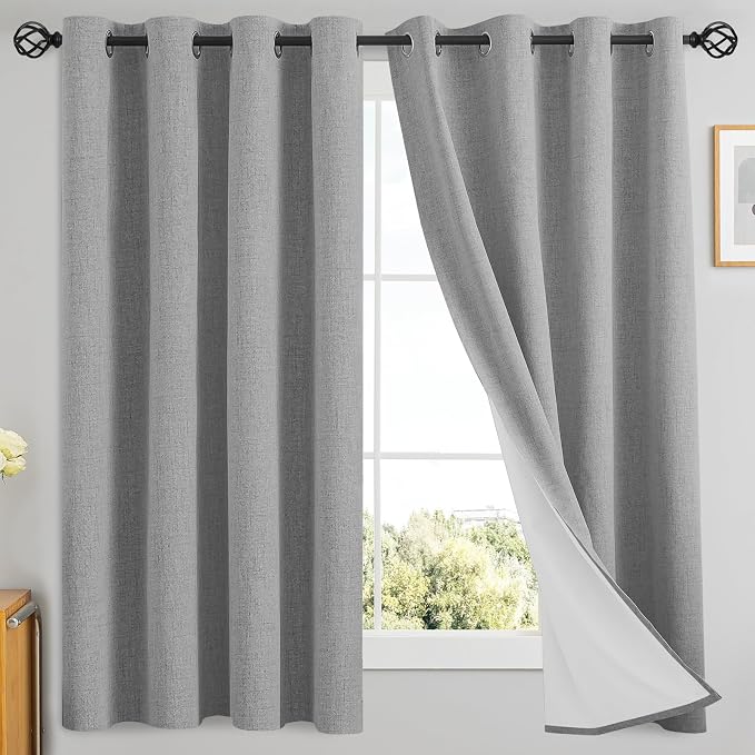 Yakamok Dove Grey Linen Textured Curtains 63 Inches Long by Yakamok