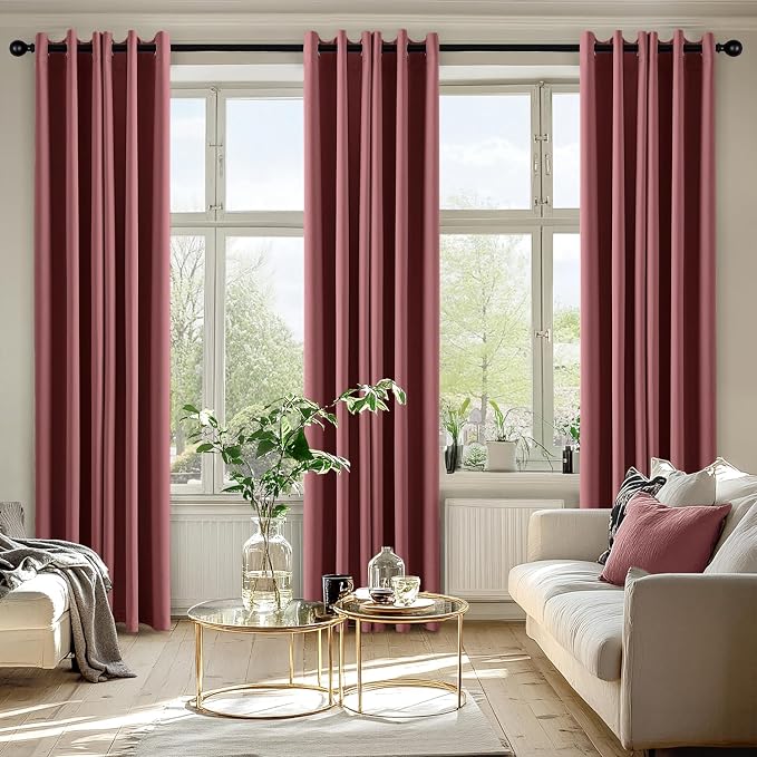 MIULEE Blackout Curtains for Bedroom 2 Panels 40 x 72 Inch Long Dusty Rose | - Image 6