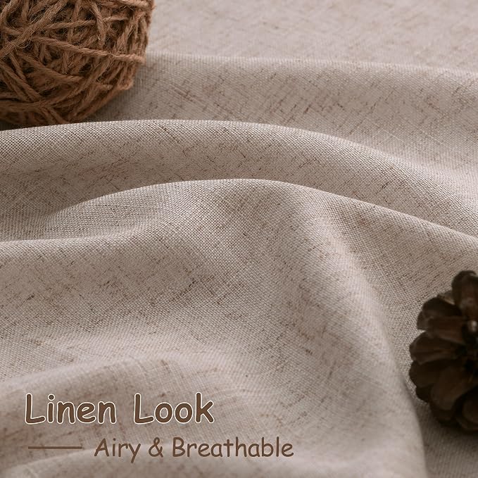 Oatmeal Linen Curtains 63 Inches Length 2 Panels Set - Image 5